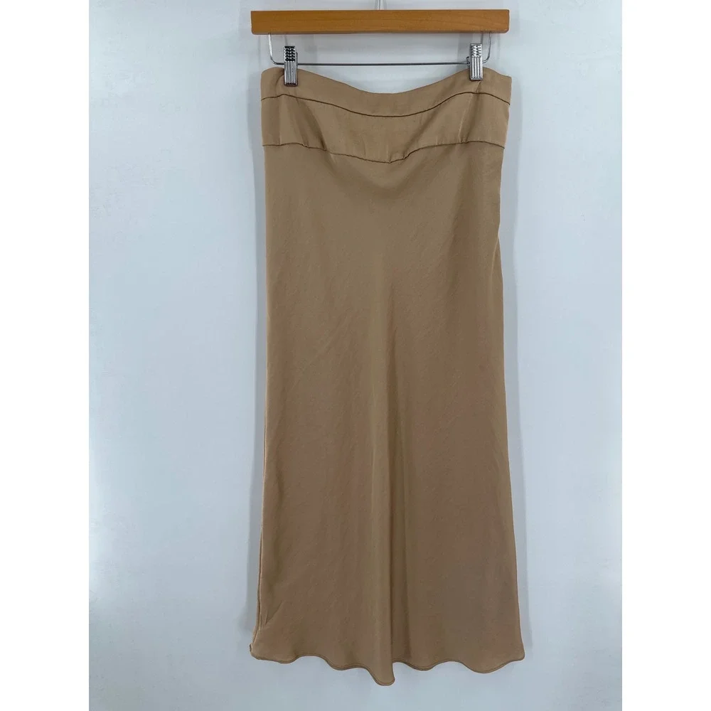 Free People Normani Bias Skirt Gold 10